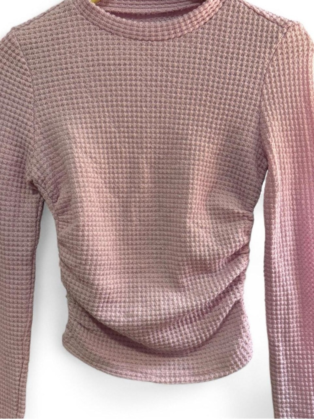 SHEIN Dusty Pink Waffle Knit Long Sleeve Top